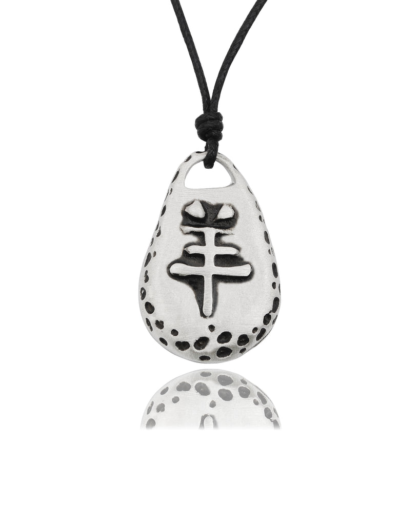 Chinese Zodiac Text Silver Pewter Charm Necklace Pendant Jewelry