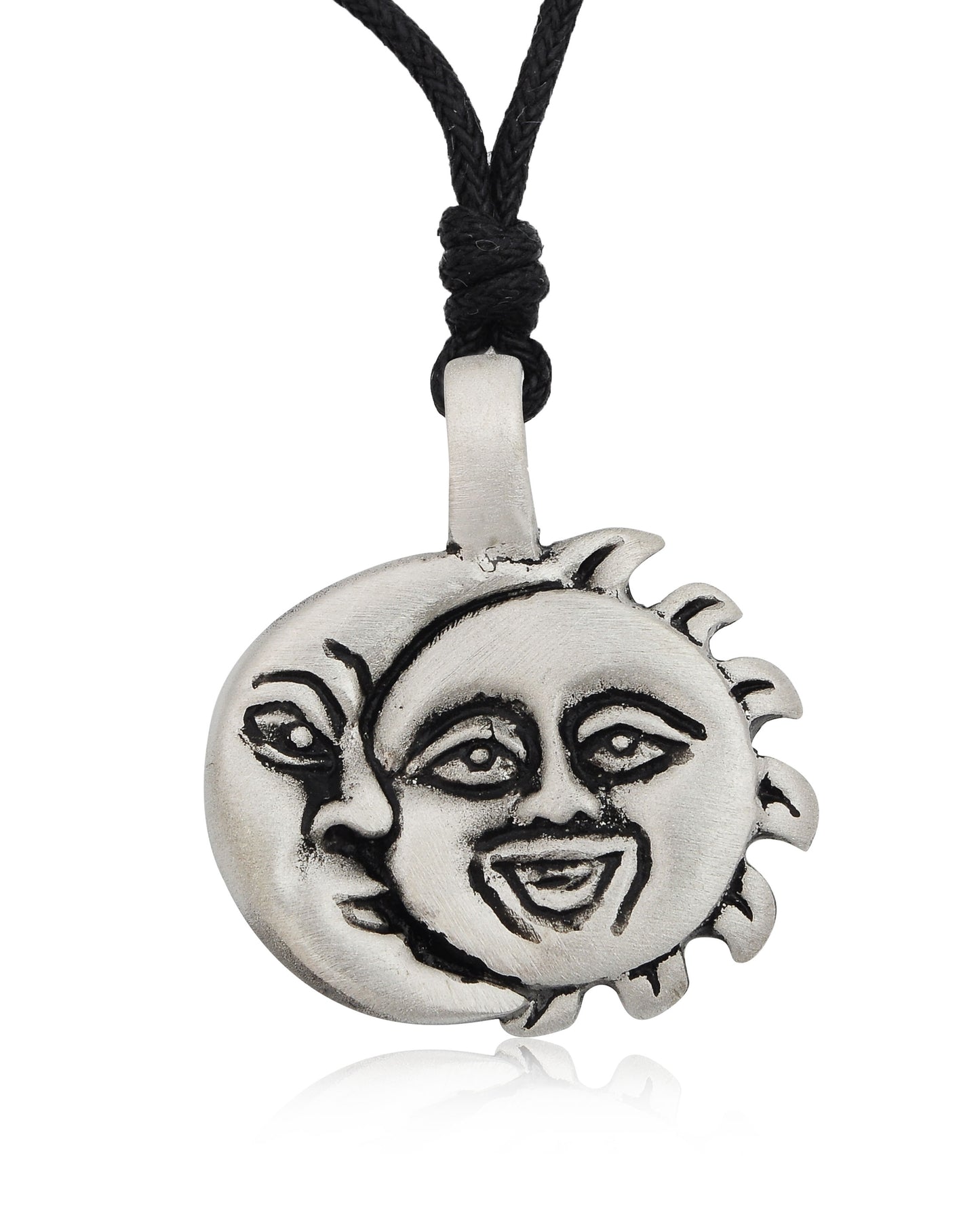 Sun and Moon Ying Yang Silver Pewter Charm Necklace Pendant Jewelry
