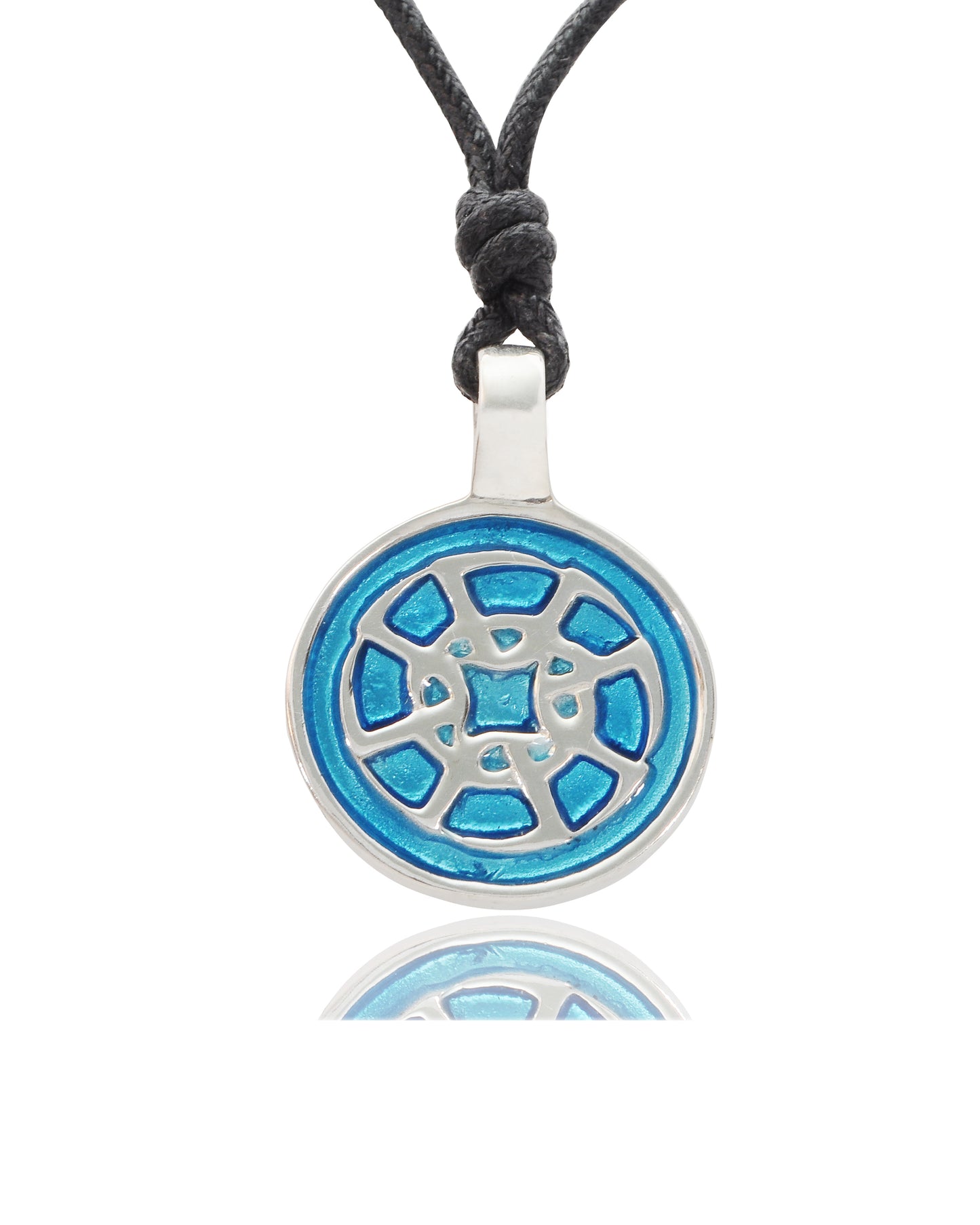 Buddhist Wheel of Life Silver Pewter Charm Necklace Pendant Jewelry