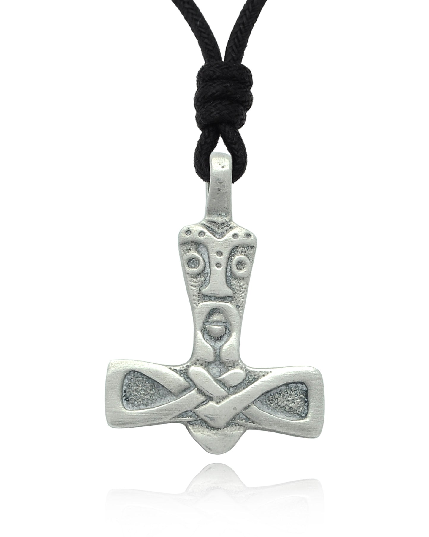 Tiki Man Hammer Silver Pewter Charm Necklace Pendant Jewelry