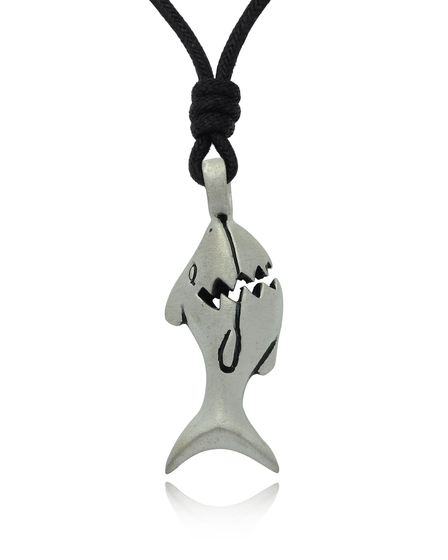 Shark Hunter Fishing Silver Pewter Charm Necklace Pendant Jewelry