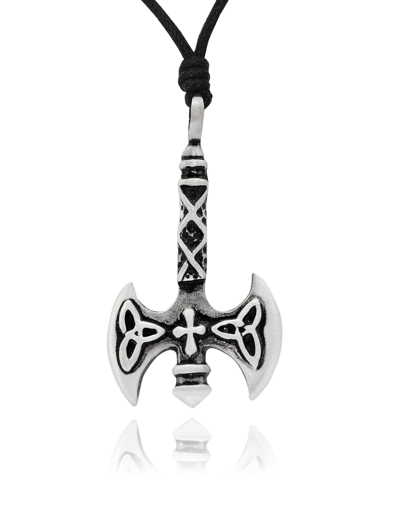New Battle Axe Silver Pewter Charm Necklace Pendant Jewelry