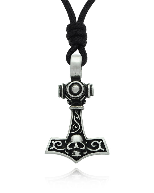 Skull Hammer Silver Pewter Charm Necklace Pendant Jewelry