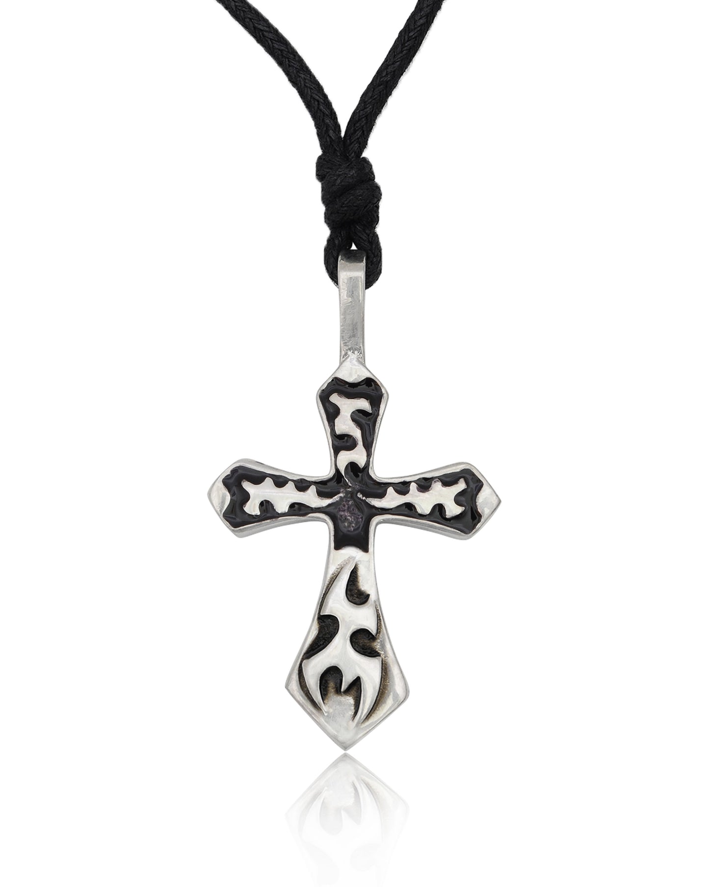 Color Cross Silver Pewter Charm Necklace Pendant Jewelry