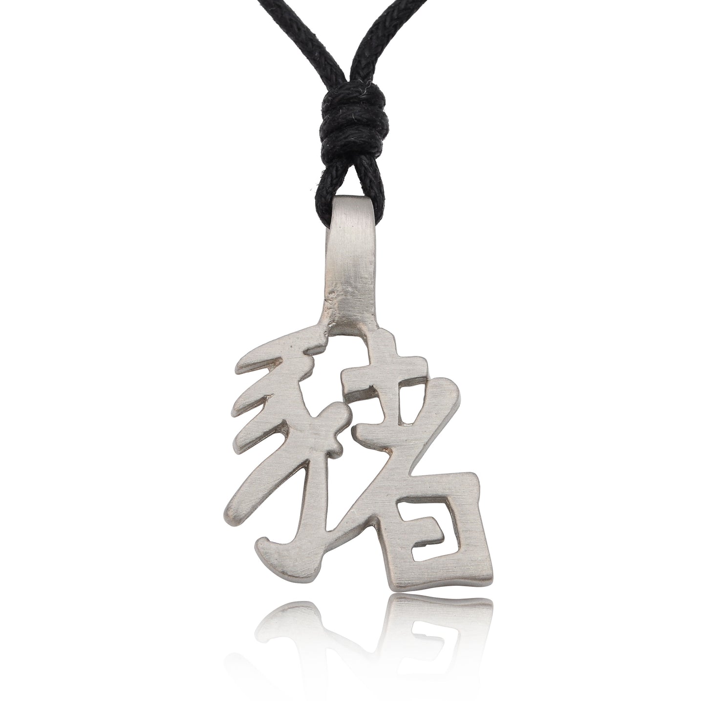 Zodiac Chinese Text Silver Pewter Charm Necklace Pendant Jewelry