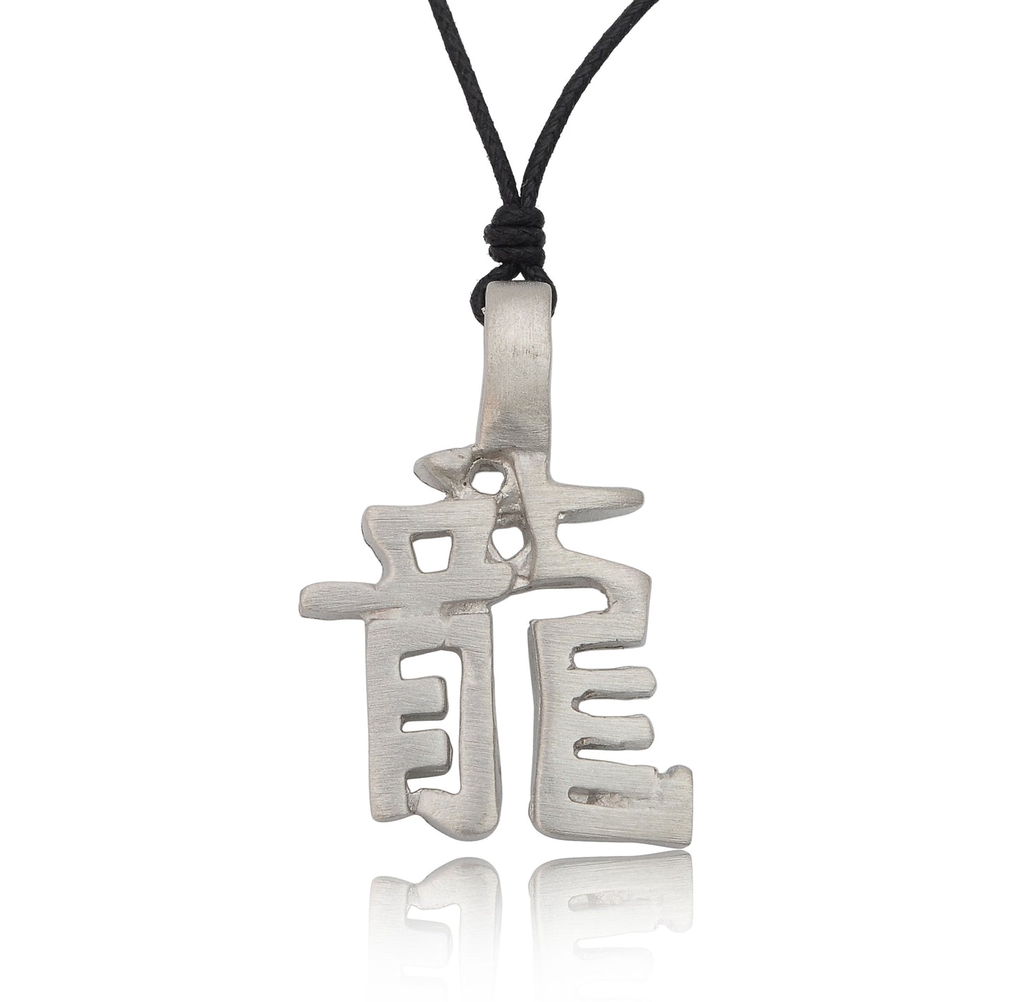Zodiac Chinese Text Silver Pewter Charm Necklace Pendant Jewelry