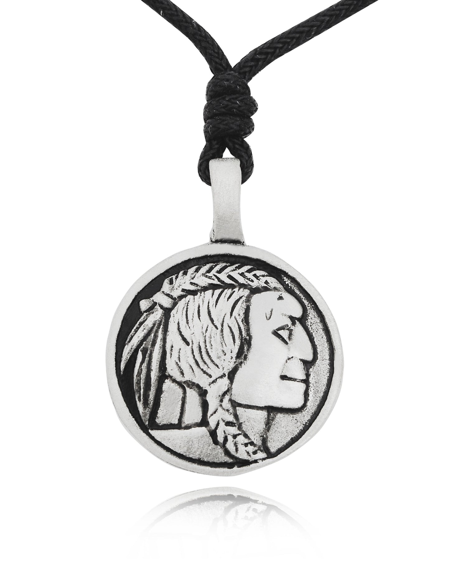 Indian Head Nickel Silver Pewter Charm Necklace Pendant Jewelry