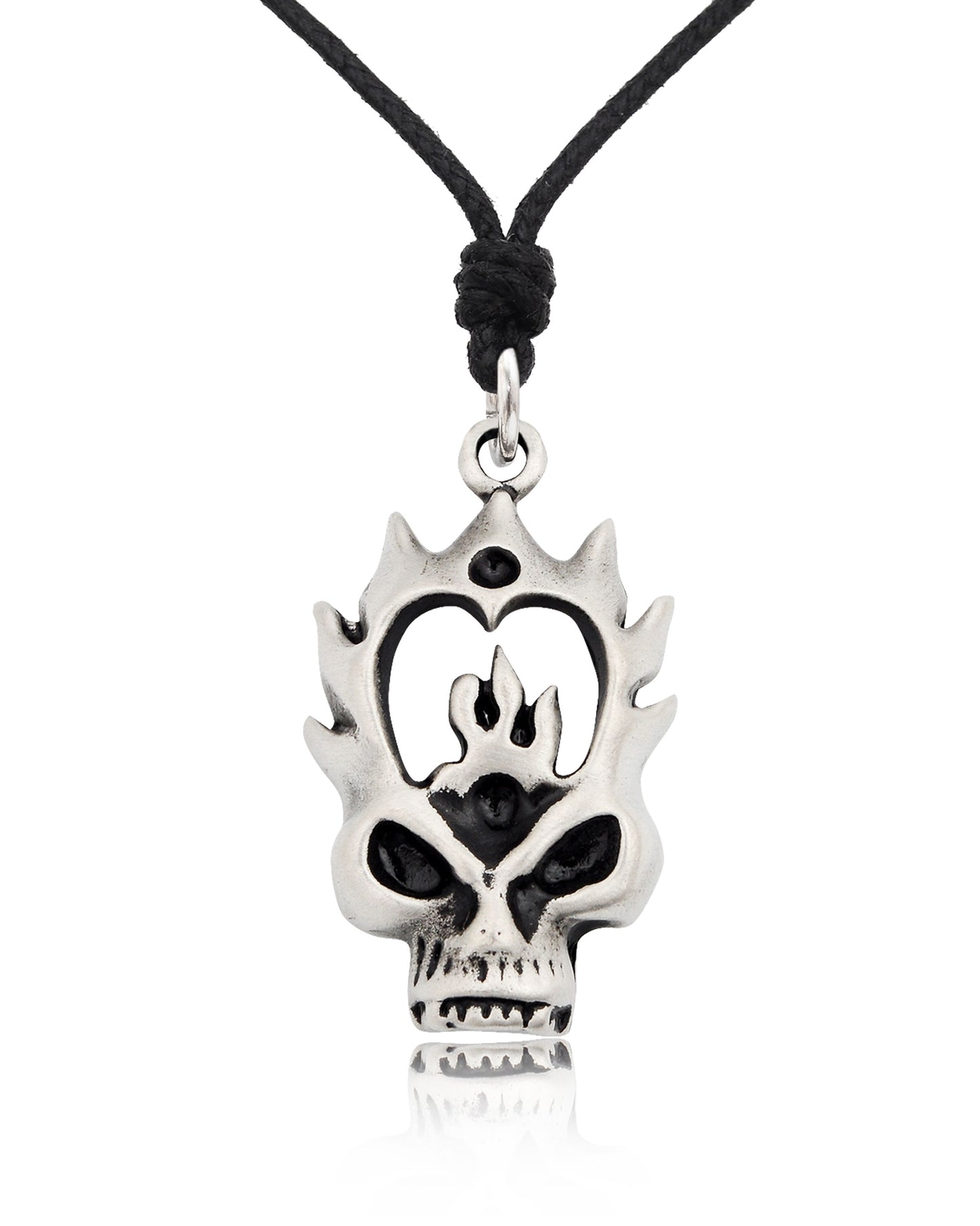 Durable Skull Silver Pewter Charm Necklace Pendant Jewelry