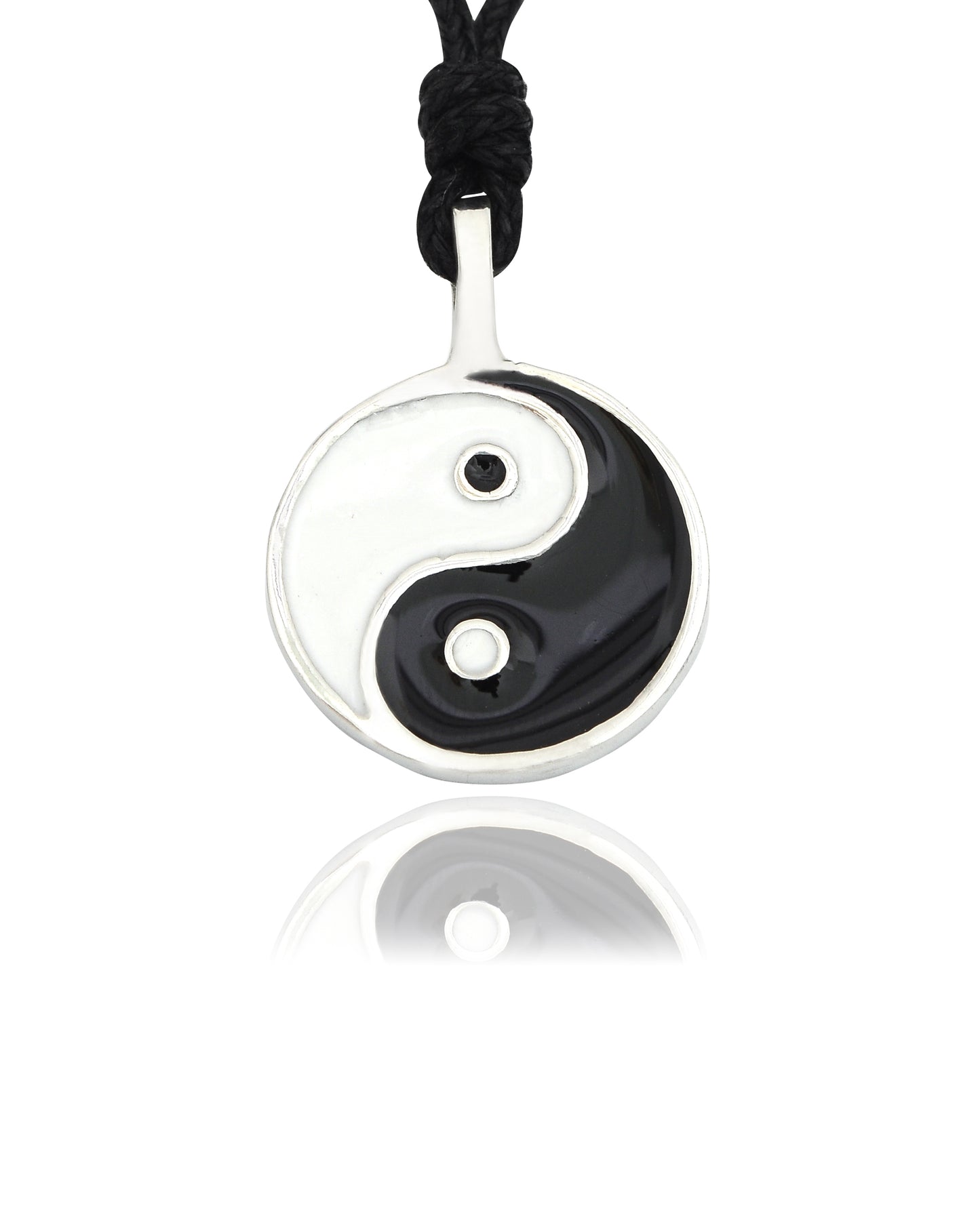 Handmade Ying Yang Silver Pewter Charm Necklace Pendant Jewelry