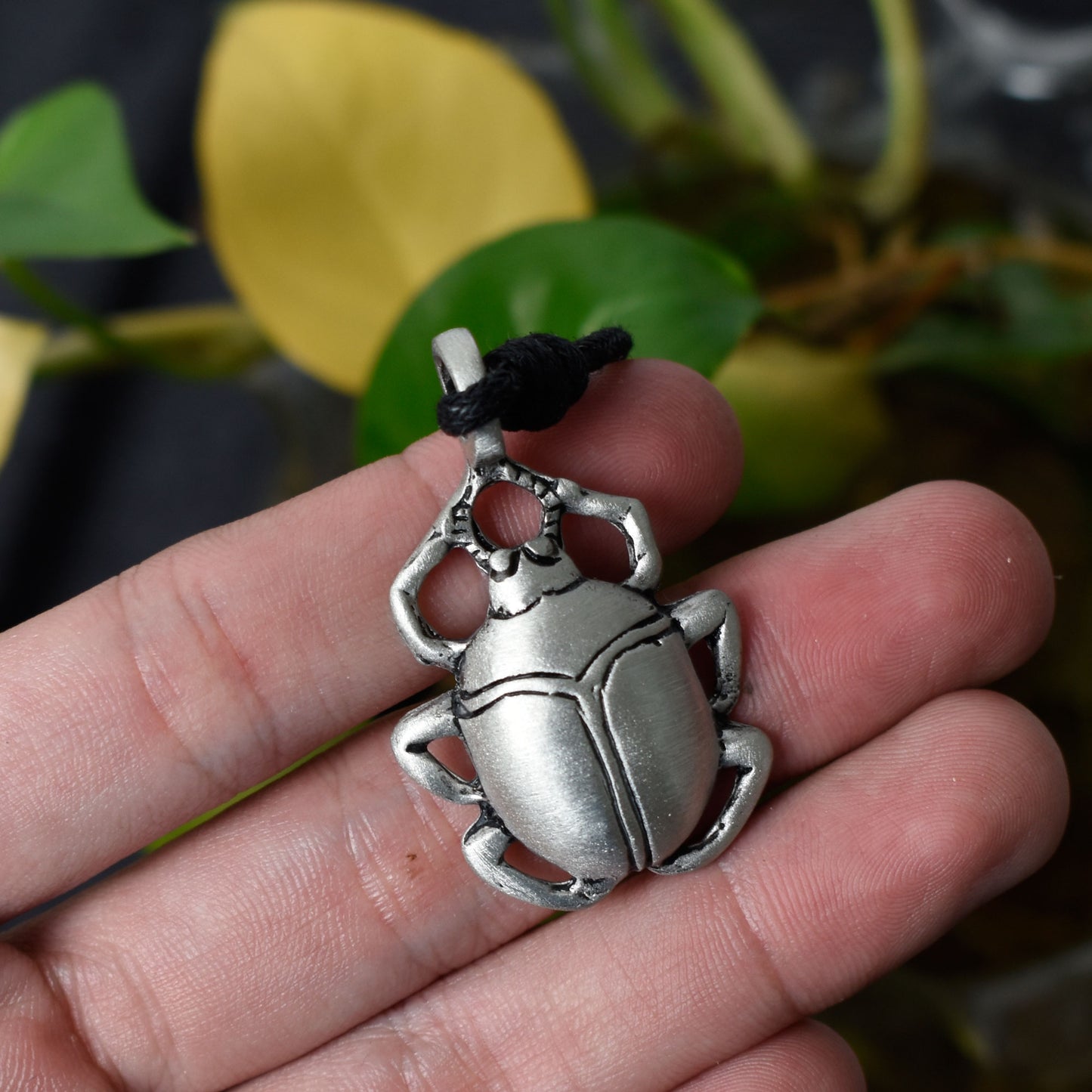 Scarab Beetle Silver Pewter Charm Necklace Pendant Jewelry