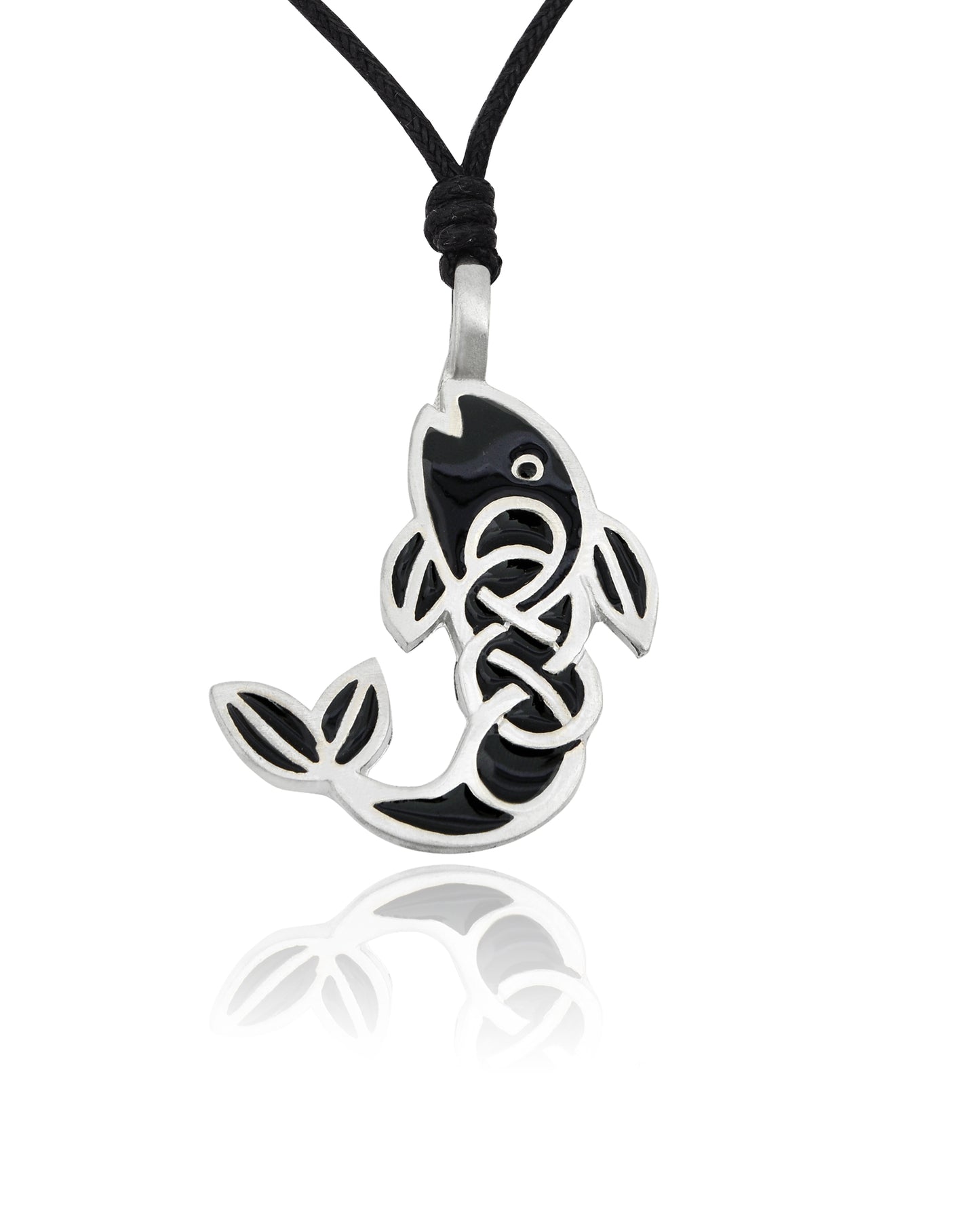 Celtic Fish Silver Pewter Charm Necklace Pendant Jewelry