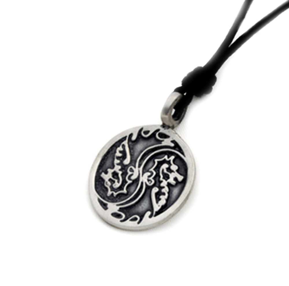 New Dragon Yin Yang Silver Pewter Charm Necklace Pendant Jewelry
