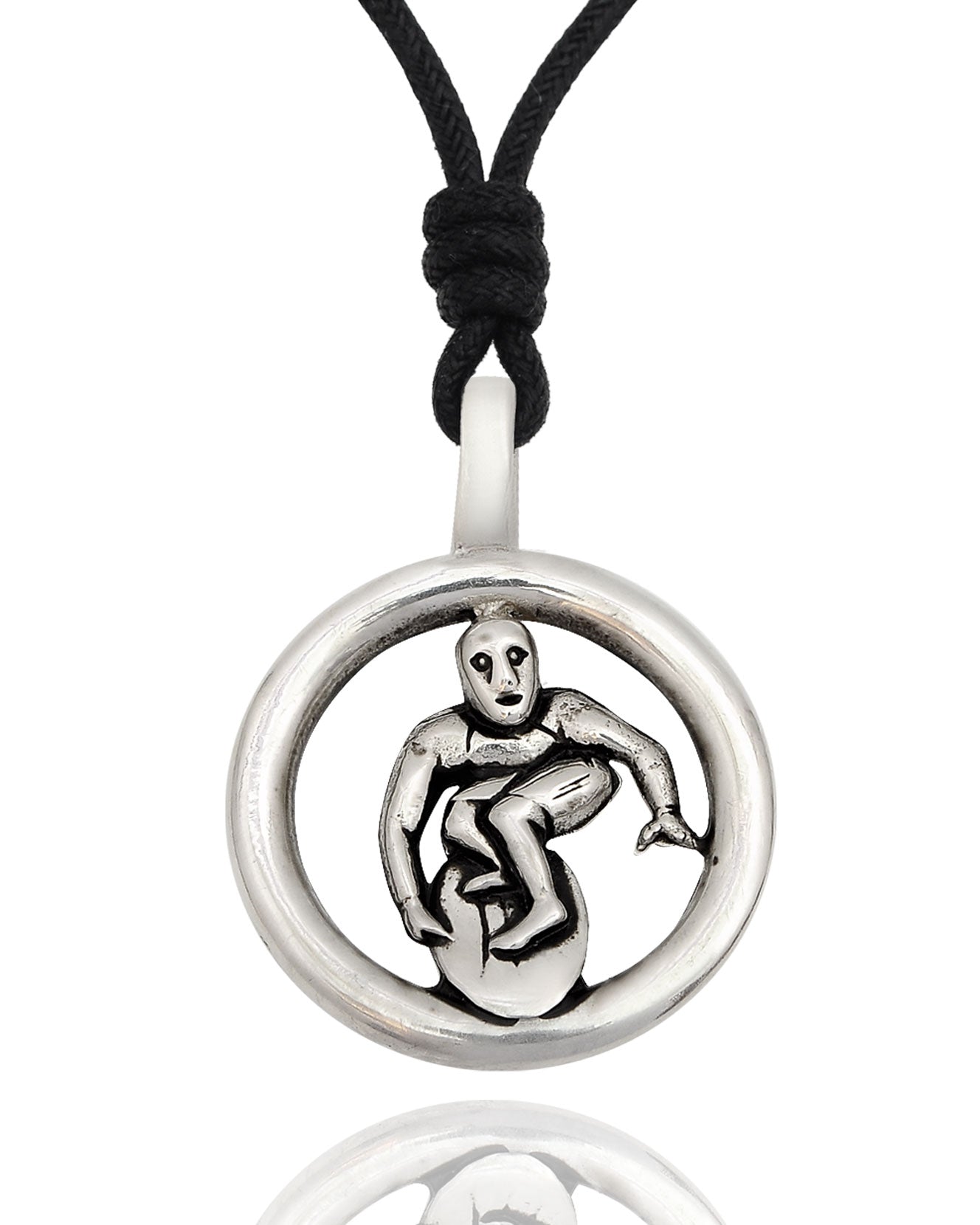 Surfer Silver Pewter Charm Necklace Pendant Jewelry
