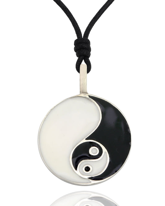 Ying Yang Silver Pewter Charm Necklace Pendant Jewelry