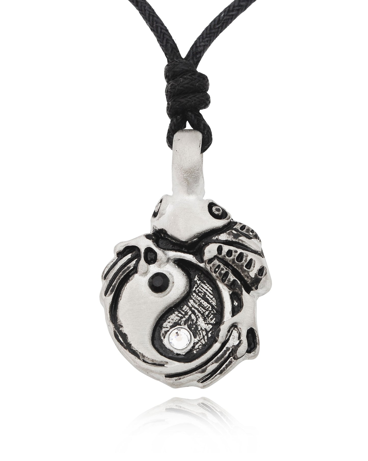 Frog Yin Yang Silver Pewter Charm Necklace Pendant Jewelry