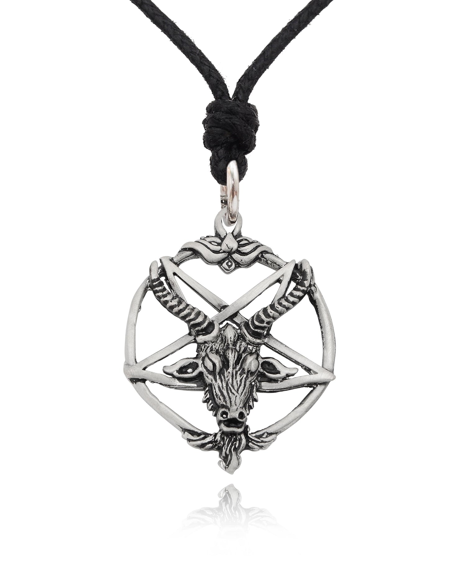 Goat Head Pentagram Star Silver Pewter Charm Necklace Pendant Jewelry