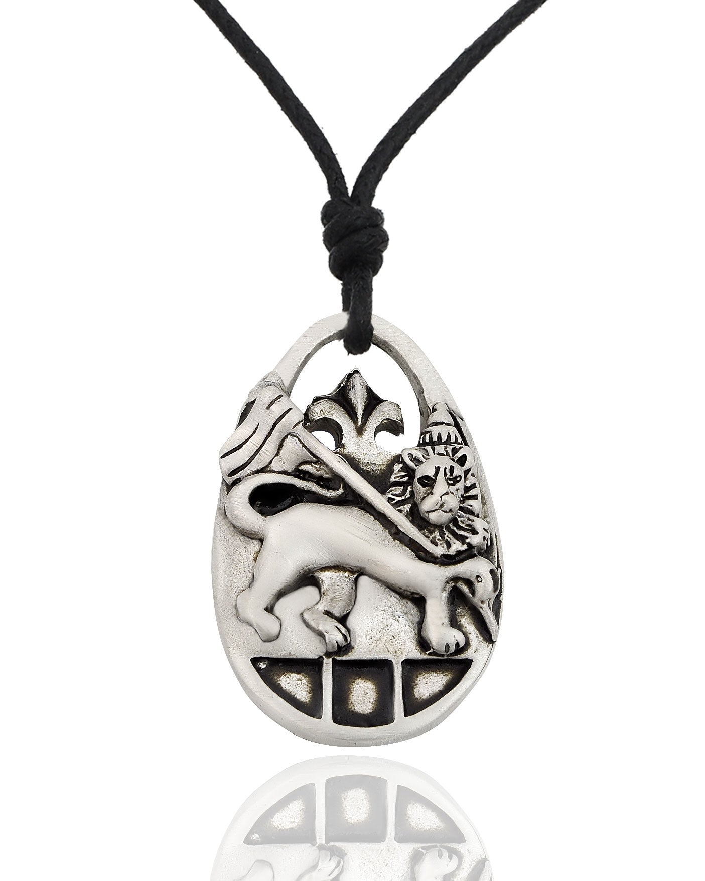 Lion of Judah Rasta Silver Pewter Charm Necklace Pendant Jewelry