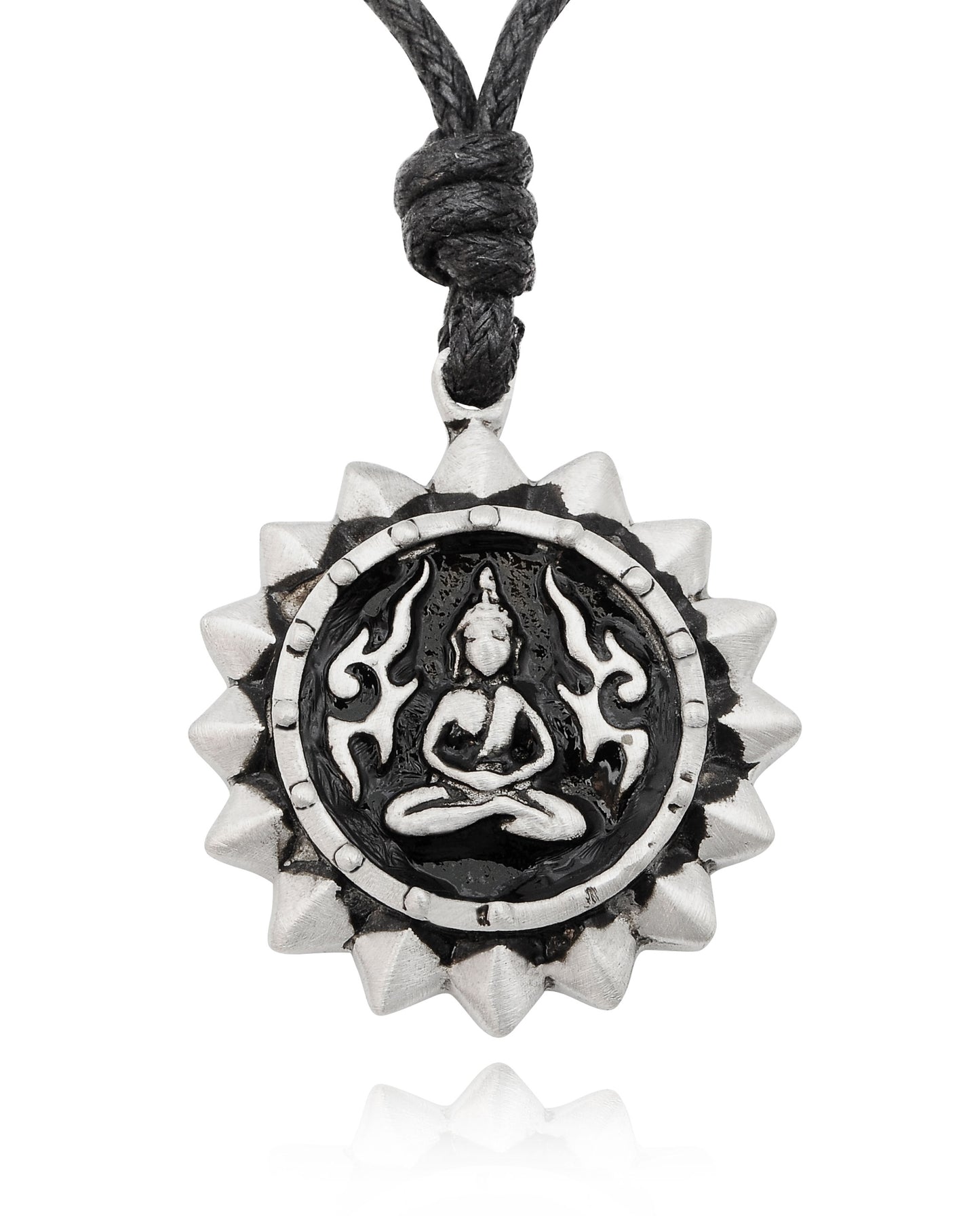 Thai Buddha Amulet Silver Pewter Charm Necklace Pendant Jewelry