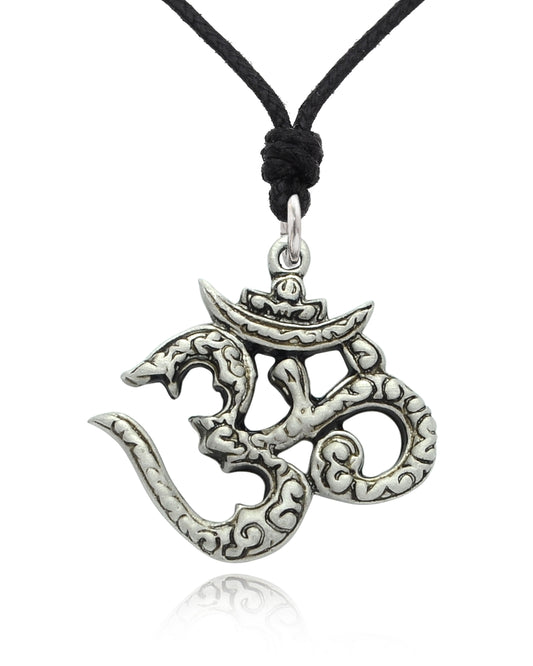New Om Ohm Hindu Word Yoga Silver Pewter Charm Necklace Pendant Jewelry