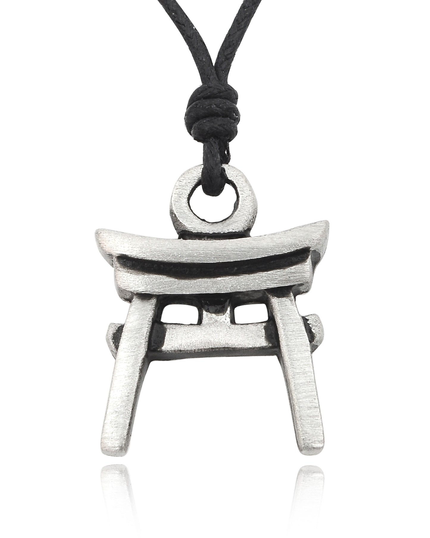Japanese Temple Shrine Shito Silver Pewter Charm Necklace Pendant Jewelry