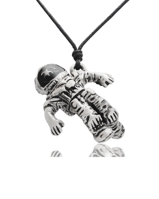 Astronaut Space Man 92.5 Sterling Silver Pewter Charm Necklace Pendant Jewelry