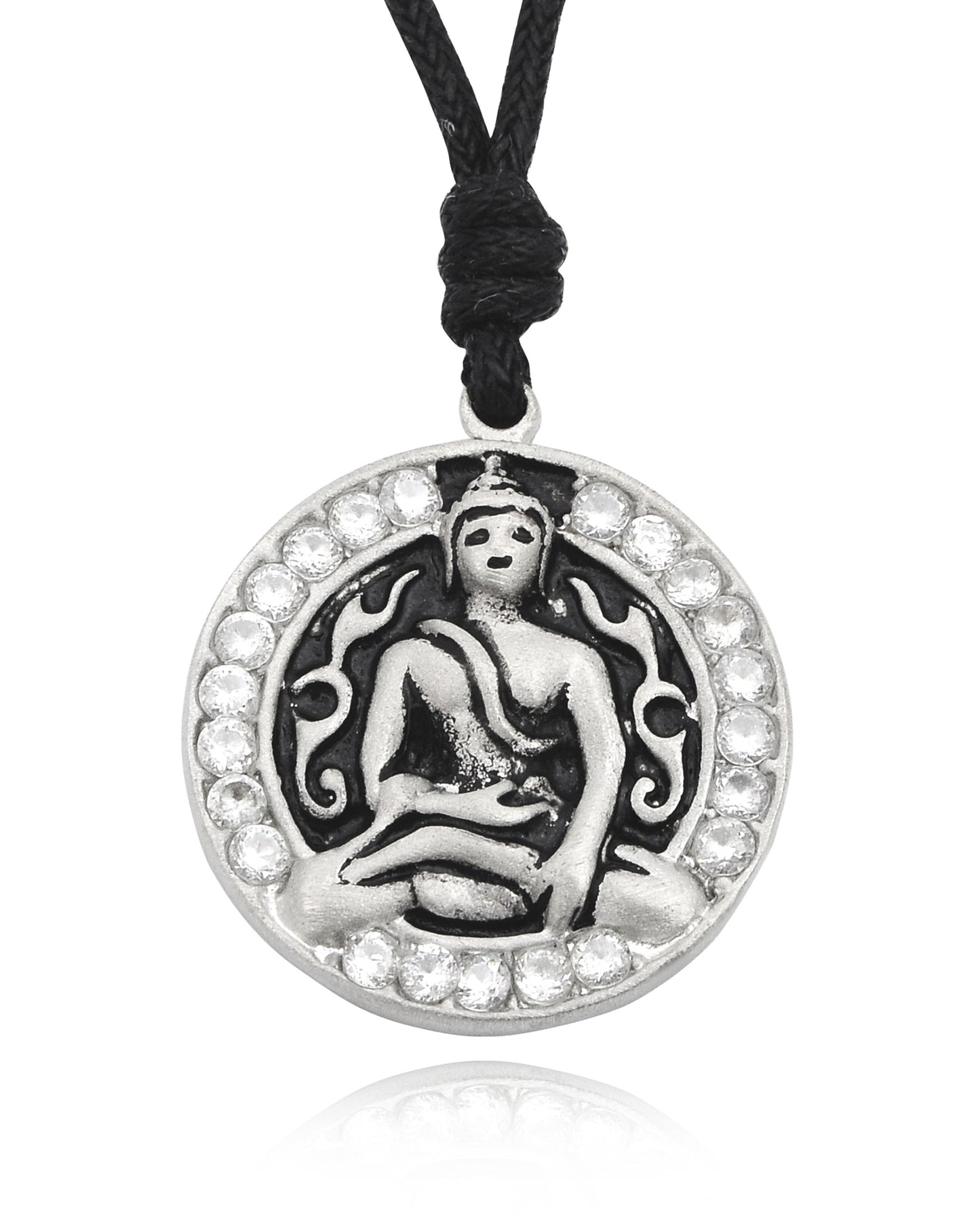 Thai Buddha Silver Pewter Charm Necklace Pendant Jewelry