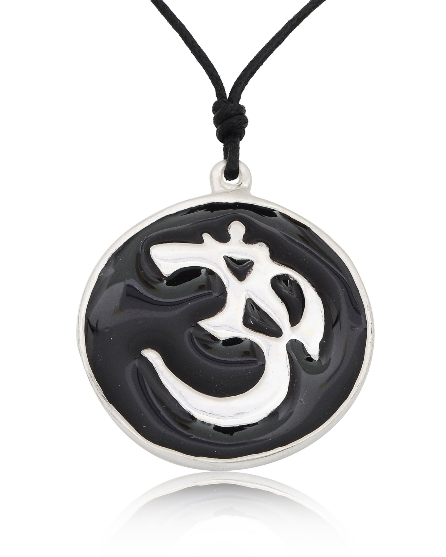 Trendy Hindu Symbol Silver Pewter Charm Necklace Pendant Jewelry