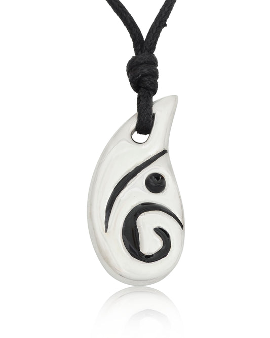 Maori Trible Hook Silver Pewter Charm Necklace Pendant Jewelry
