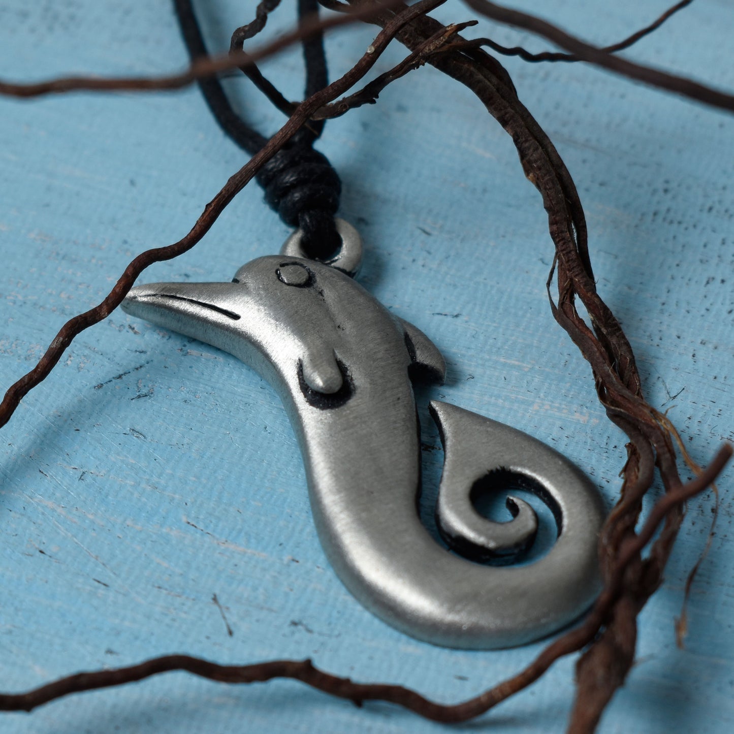 Unique Maori Fishing Hook Silver Pewter Charm Necklace Pendant Jewelry