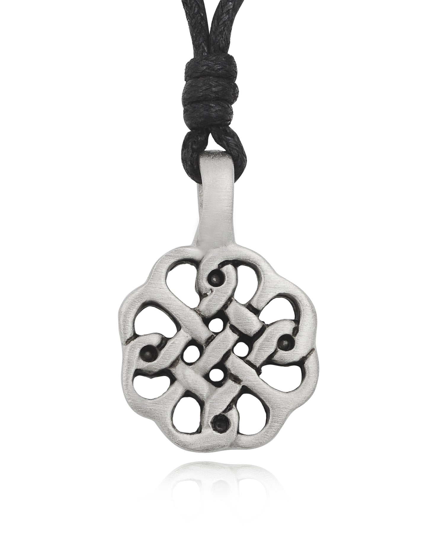 Celtic Flower Design Silver Pewter Charm Necklace Pendant Jewelry