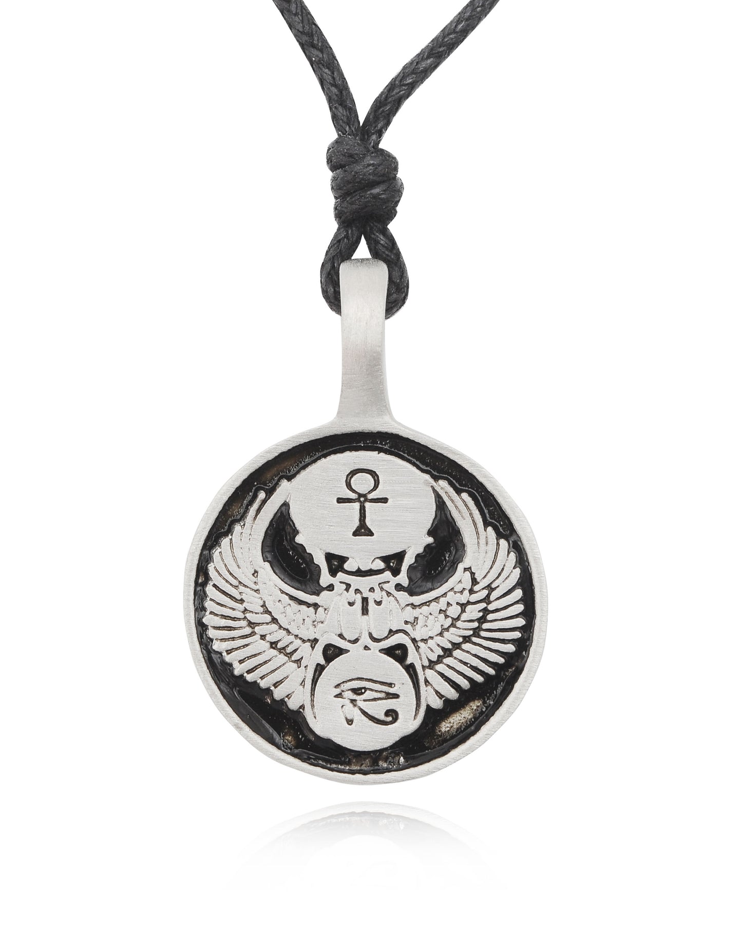 Egyptian Eye Of Horus Scarab Silver Pewter Charm Necklace Pendant Jewelry