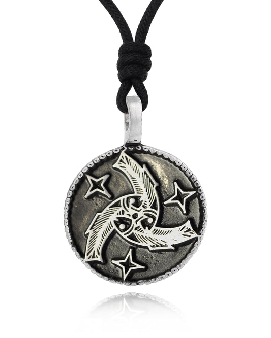 Fish Trilogy Amulet Triquetra Silver Pewter Charm Necklace Pendant Jewelry