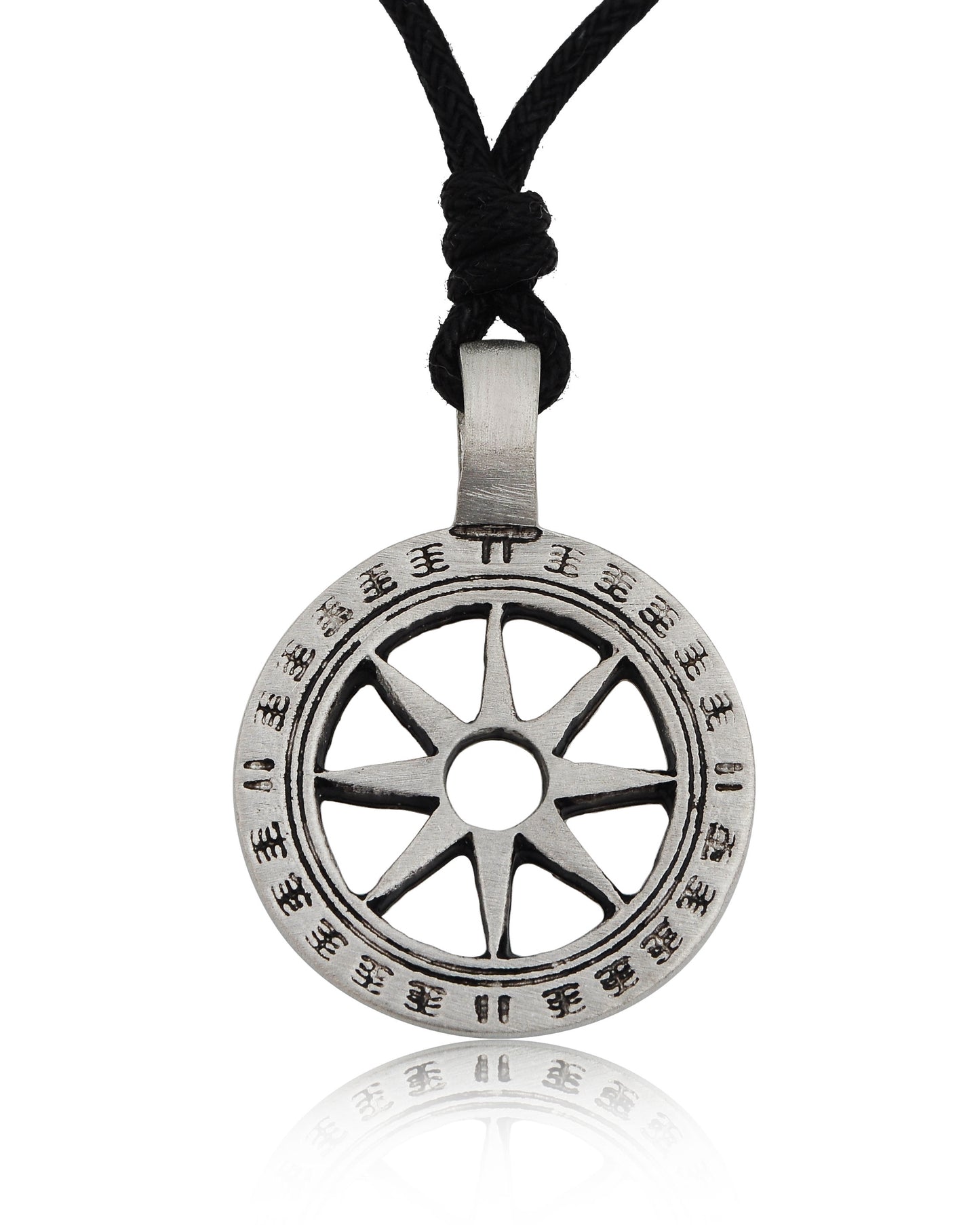 Mayan Sun Symbol Silver Pewter Charm Necklace Pendant Jewelry With Cotton Cord