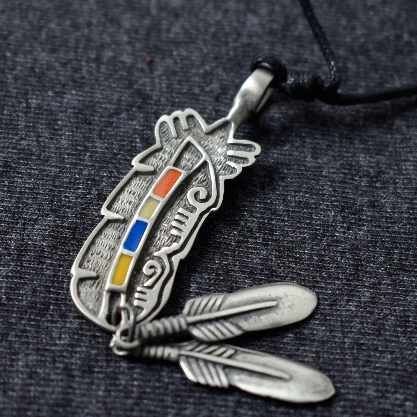 Native American Indian Silver Pewter Charm Necklace Pendant Jewelry