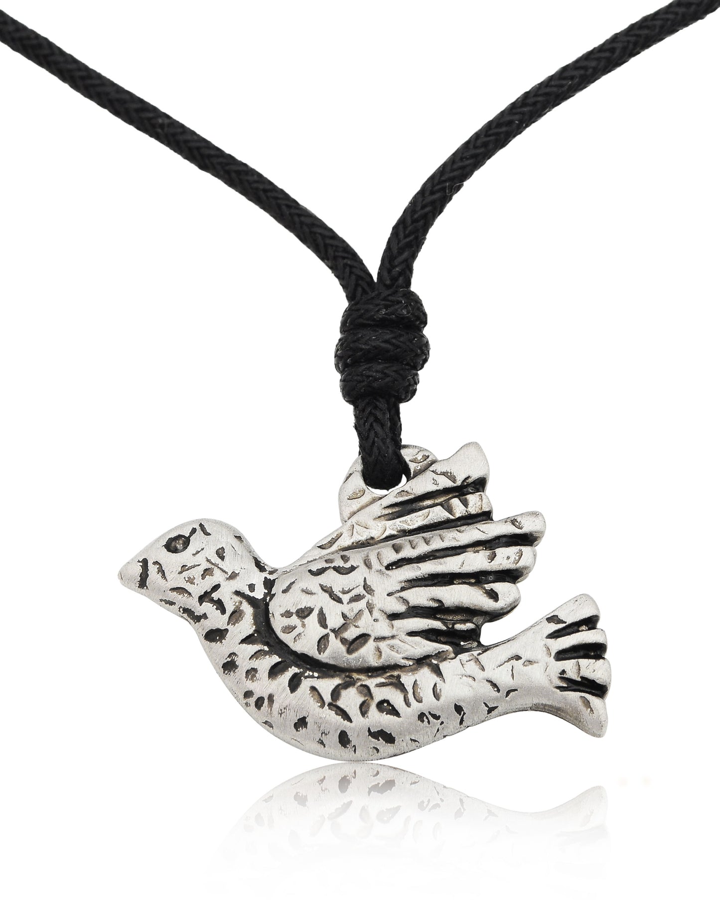 Unique Dove Bird of Peace Silver Pewter Charm Necklace Pendant Jewelry