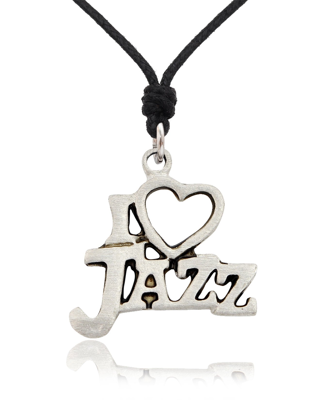 I Love Jazz Music Silver Pewter Charm Necklace Pendant Jewelry