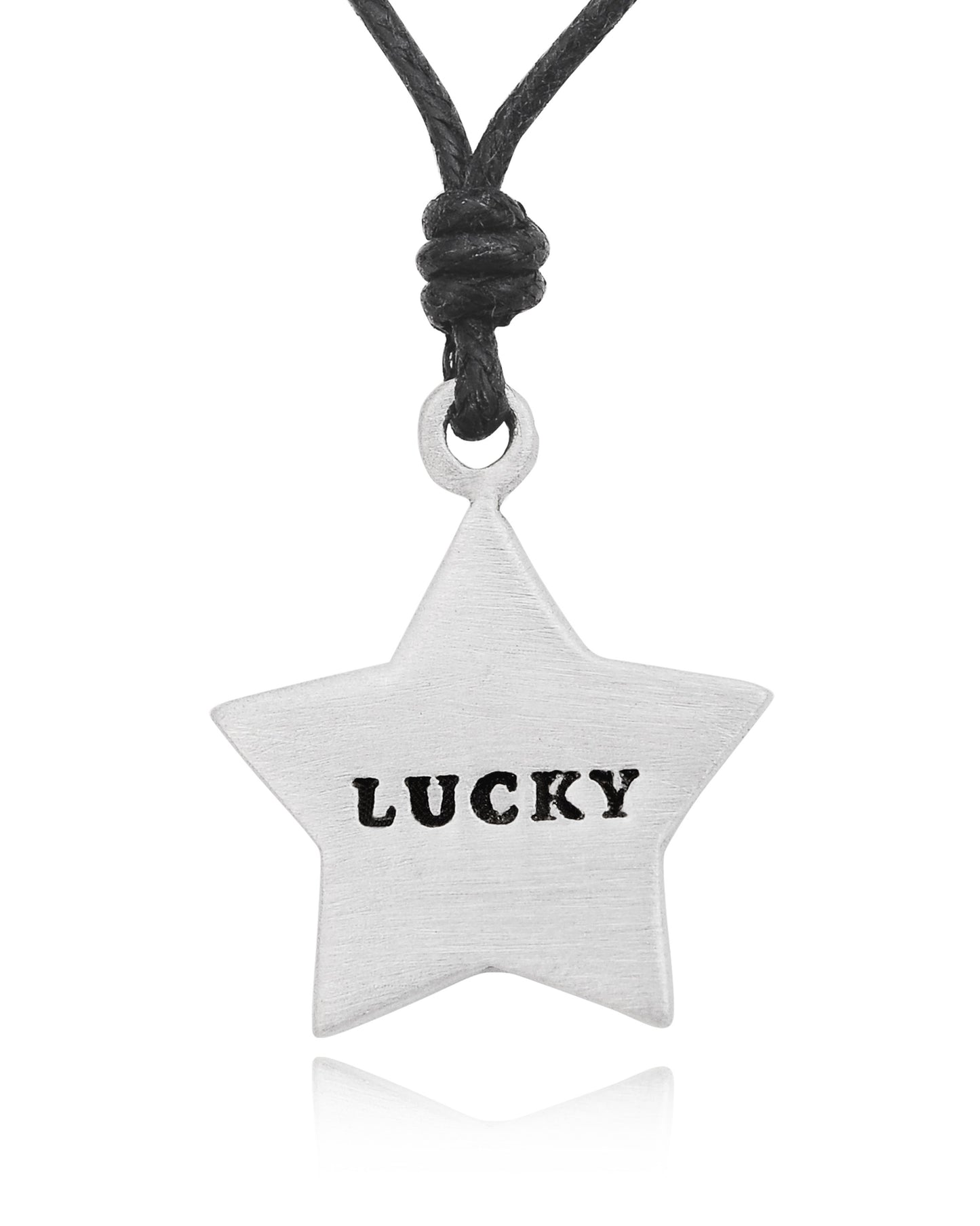 Lucky Star Silver Pewter Charm Necklace Pendant Jewelry