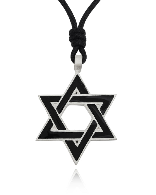 Jewish Star Of David Israel Silver Pewter Charm Necklace Pendant Jewelry
