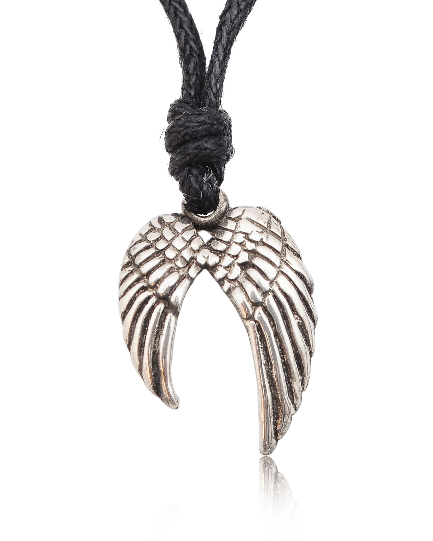 New Angel Wings Silver Pewter Charm Necklace Pendant Jewelry With Cotton Cord