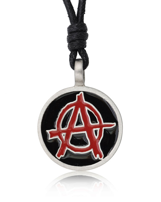 Anarchy Government Protest Silver Pewter Charm Necklace Pendant Jewelry