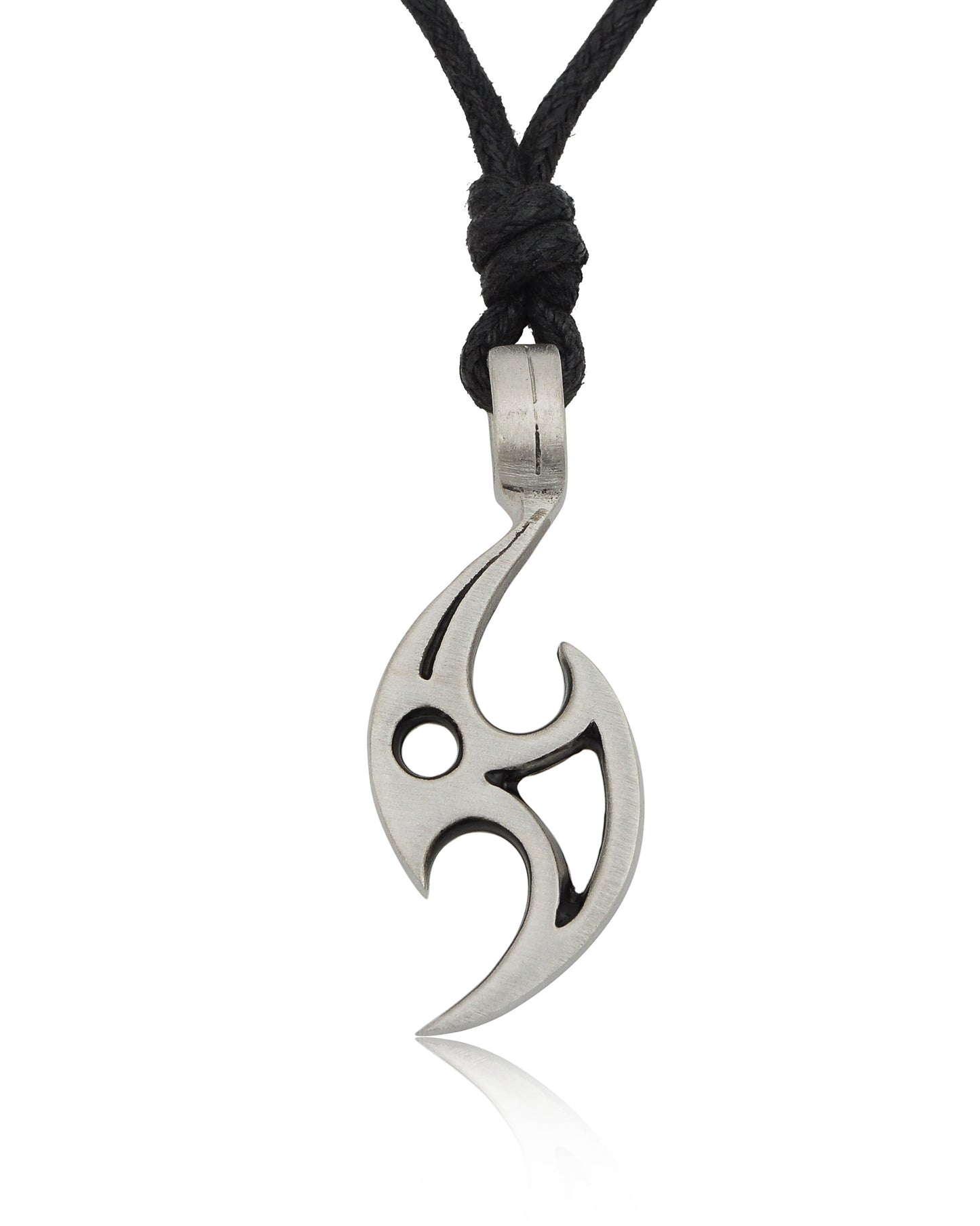 Maori Tribal Fishing Hook Tribal Silver Pewter Charm Necklace Pendant Jewelry