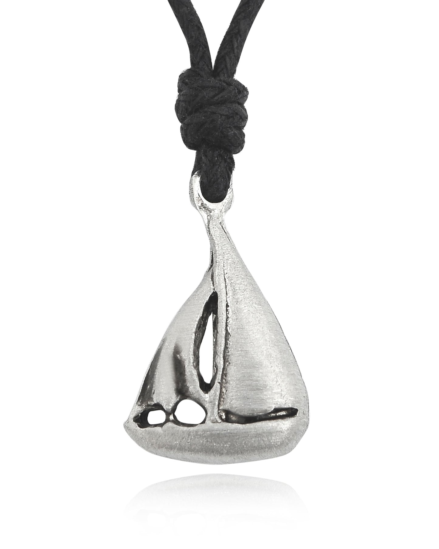 New Sail Boat Silver Pewter Charm Necklace Pendant Jewelry With Cotton Cord