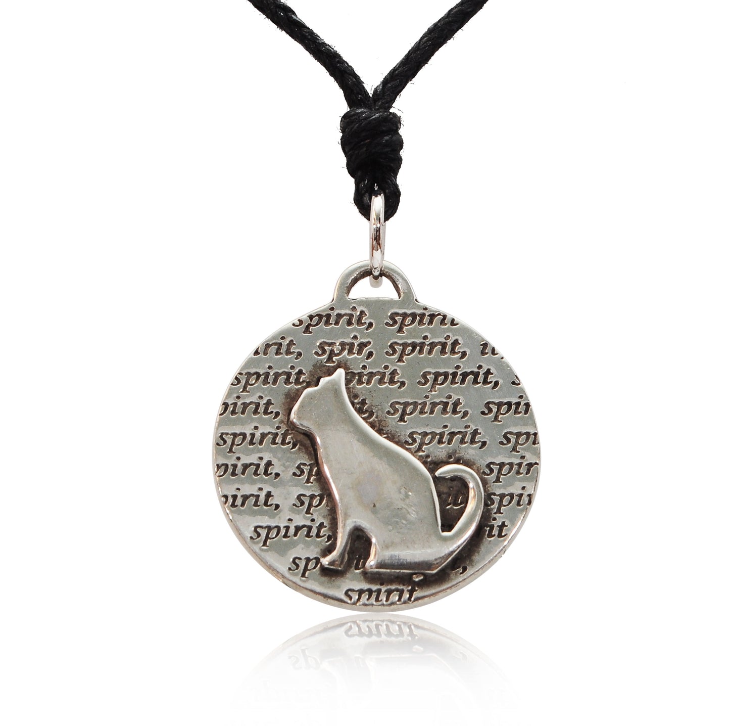 New Spirit Cat Kitten Silver Pewter Charm Necklace Pendant Jewelry