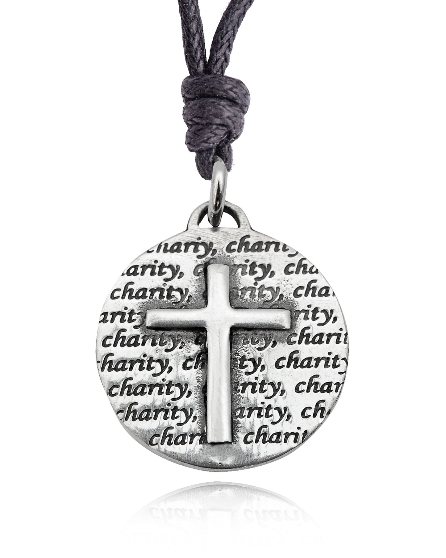 New Christian Cross Charity Silver Pewter Charm Necklace Pendant Jewelry