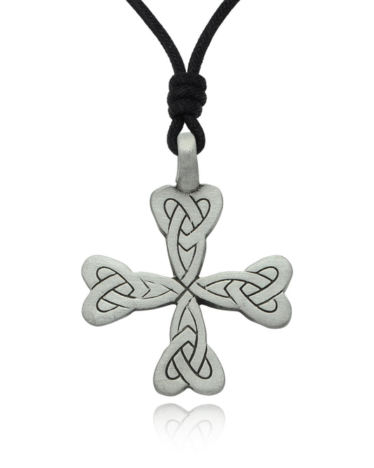Adorable Celtic Cross Silver Pewter Charm Necklace Pendant Jewelry