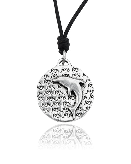 New Joyful Dolphin Silver Pewter Charm Necklace Pendant Jewelry