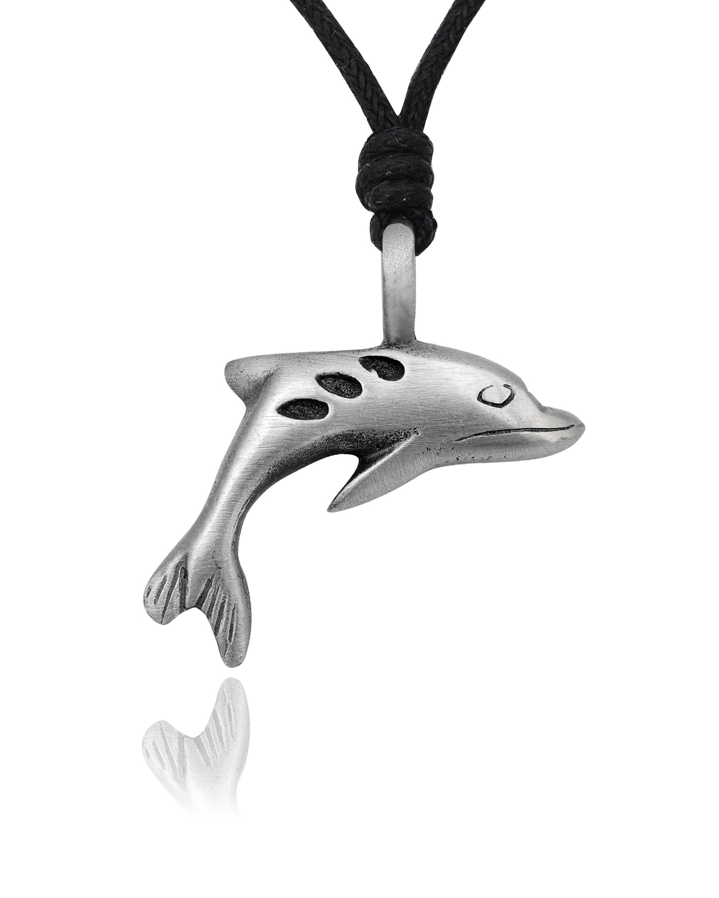 New Lovely Dolphin Silver Pewter Charm Necklace Pendant Jewelry