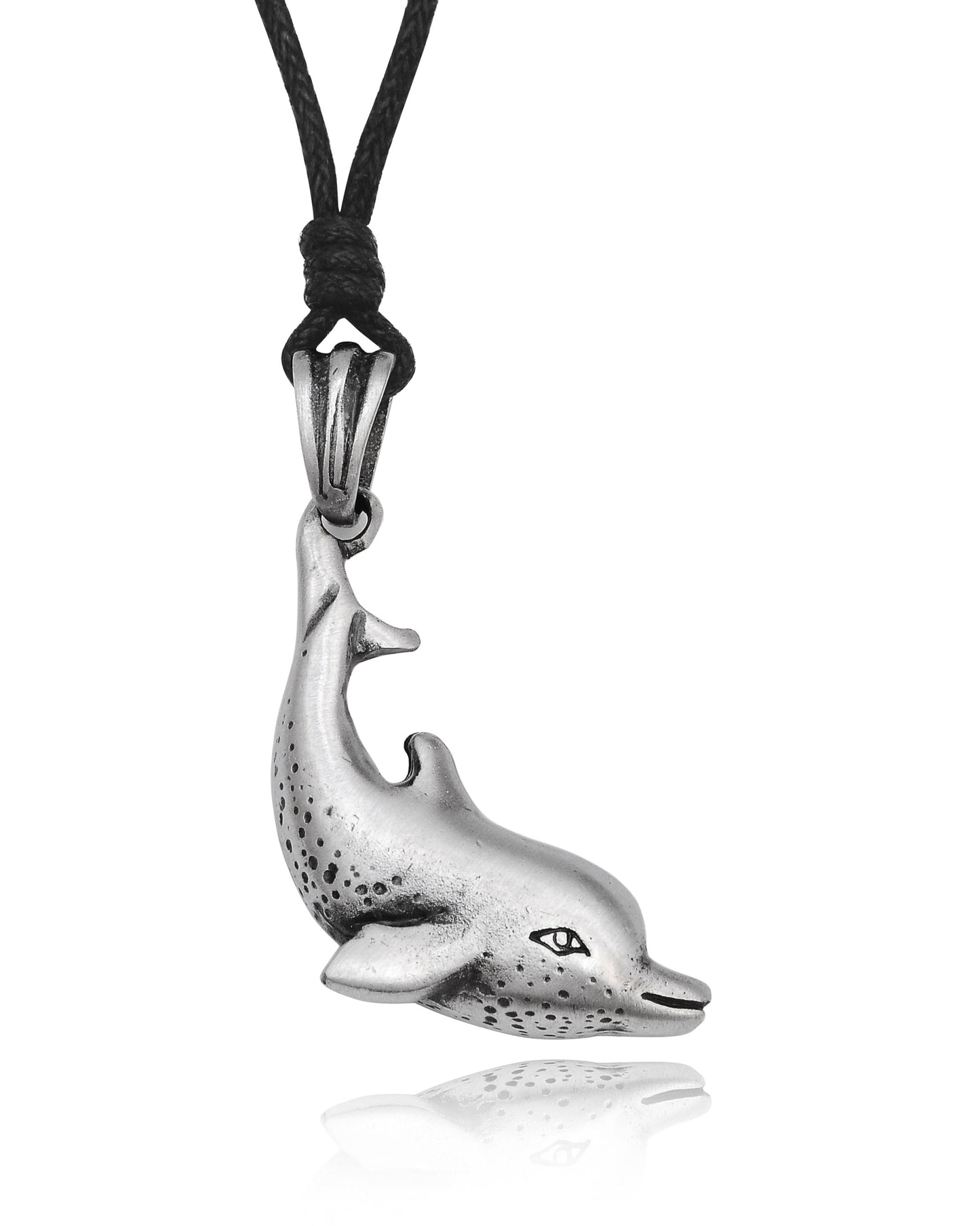 Adorable Dolphin Silver Pewter Charm Necklace Pendant Jewelry