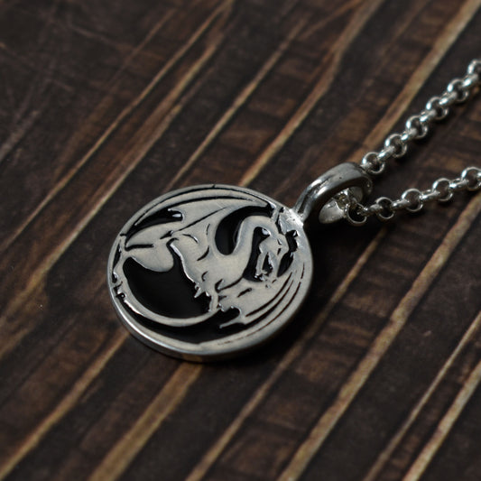 Lovely Dragon Silver Pewter Charm Necklace Pendant Jewelry