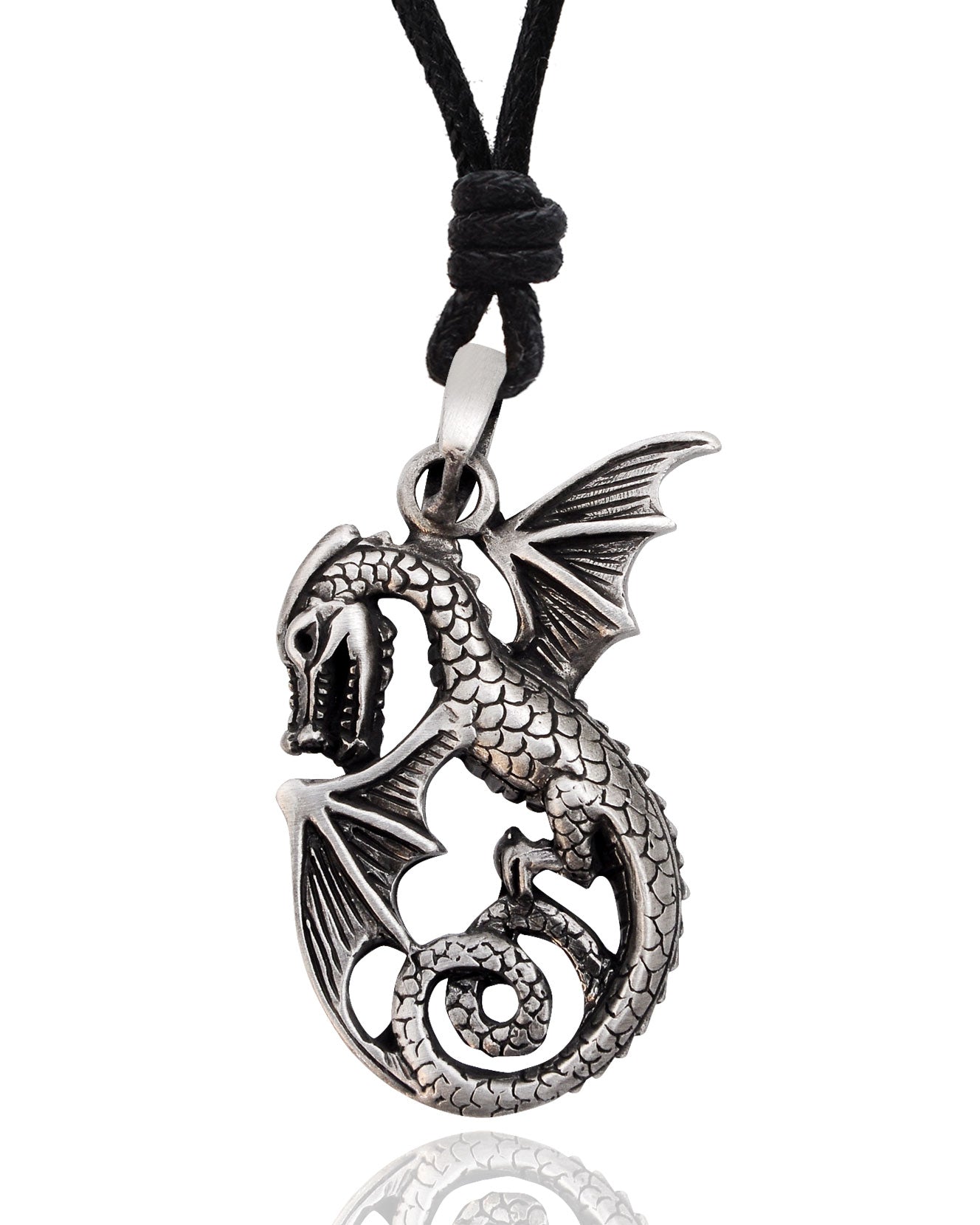 Unique Dragon Silver Pewter Charm Necklace Pendant Jewelry